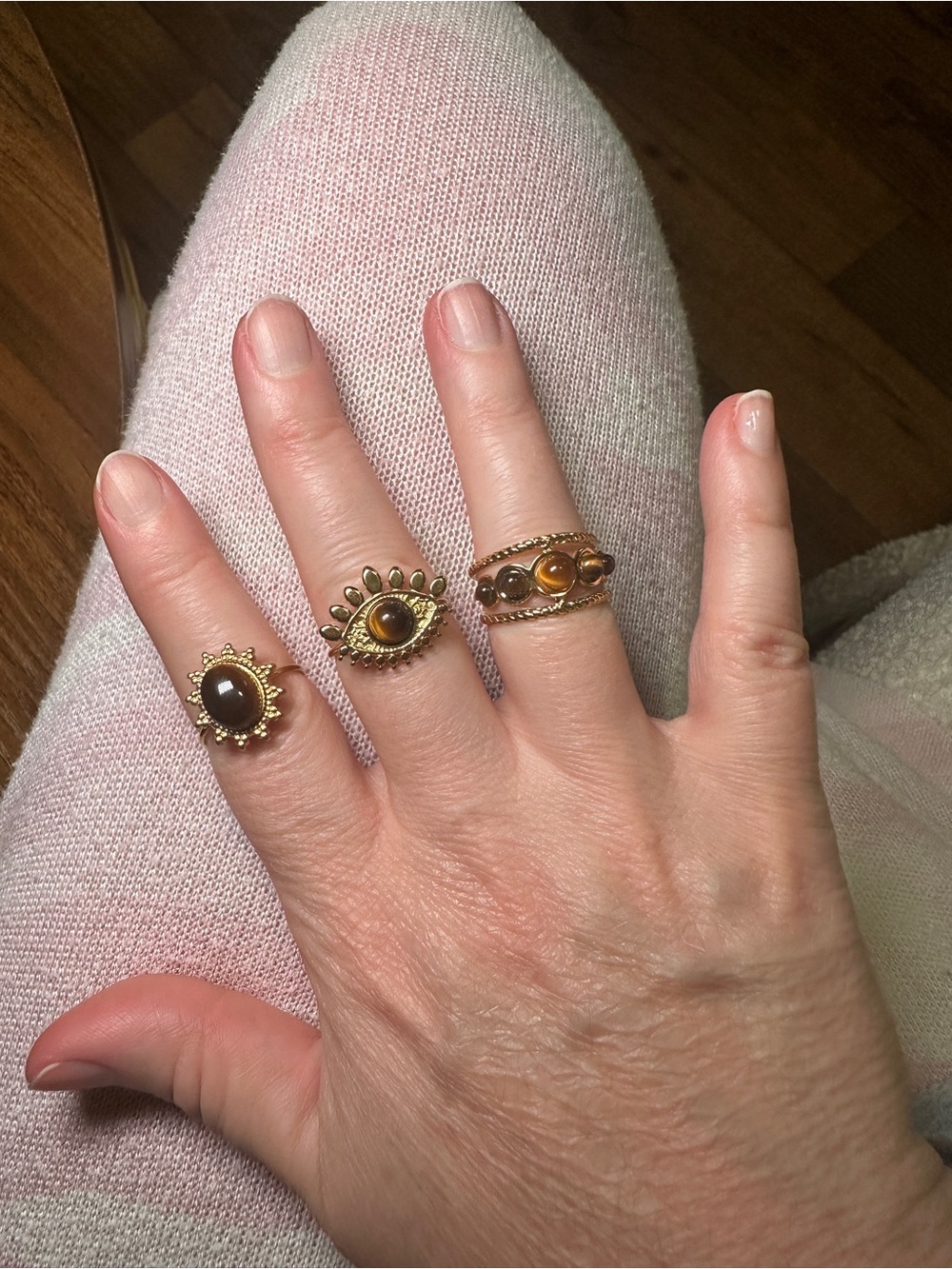3 Gold-Plated Adjustable Rings